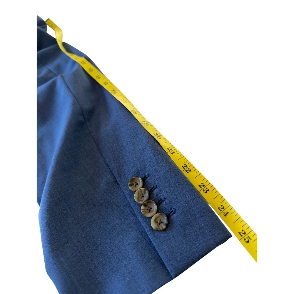 Indochino Mens Hemsworth Blue Blazer Jacket Custom Floral Lining‎ 100% Wool
